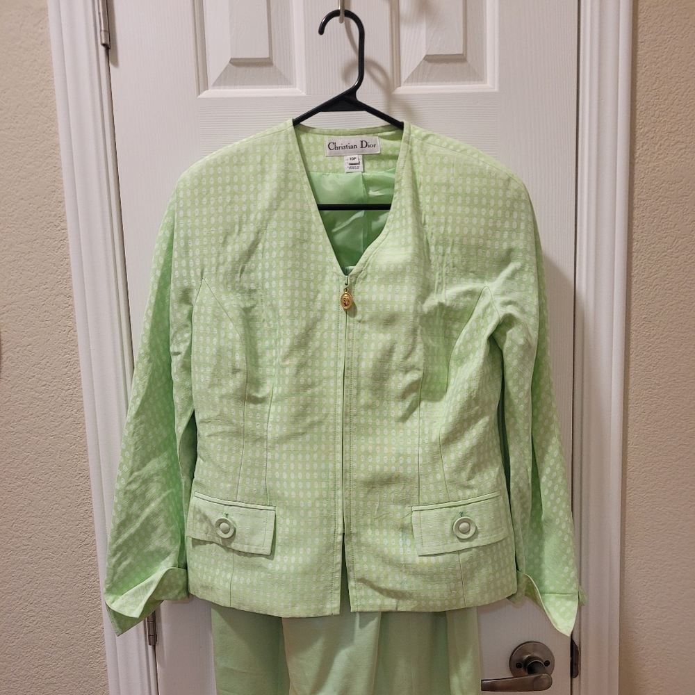 Dior 2 pice green Polk dots Sz 10p